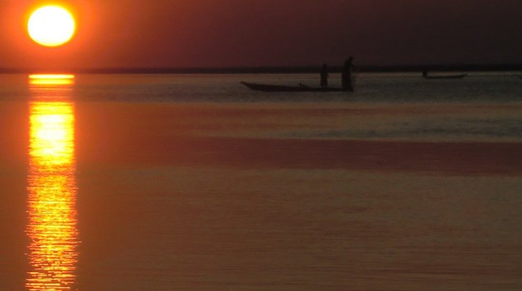 sunset, assam , india, river